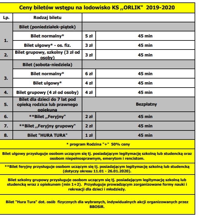 cennik lodowisko